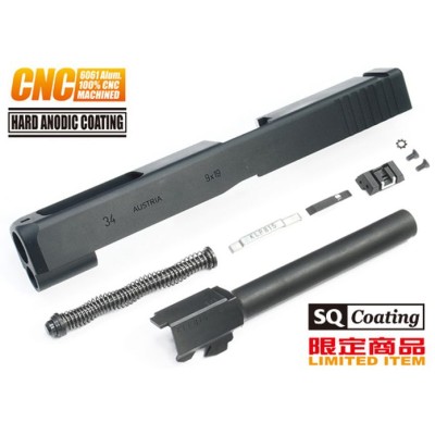 Guarder G34 6061 Aluminum CNC Slide & Steel Barrel Kit for TM G17/34 (Standard Ver. Black) 