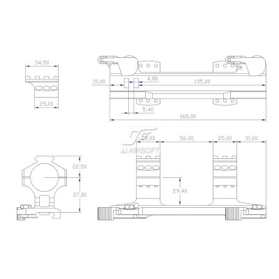 JJ Airsoft LaRue Style 25.4/30mm QD Scope Mount (Black)