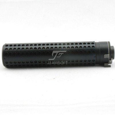 JJ Airsoft QD Silencer with Flashhidder, 14mm CCW Thread (Black)