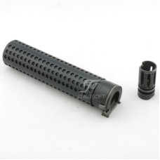JJ Airsoft QD Silencer with Flashhidder, 14mm CCW Thread (Black)