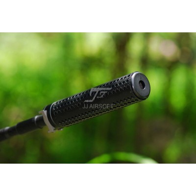 JJ Airsoft QD Silencer with Flashhidder, 14mm CCW Thread (Black)