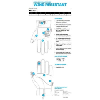 XL Перчатки зимние Mechanix Wear Wind Resistant