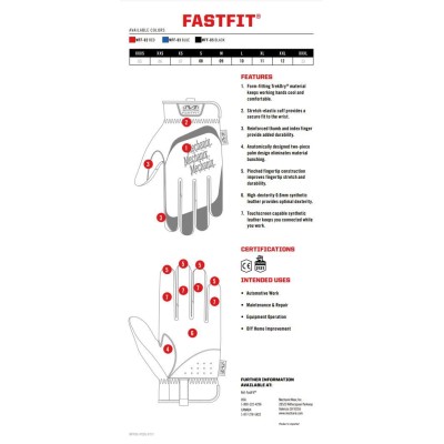 XL Перчатки Mechanix Wear FastFit Grey