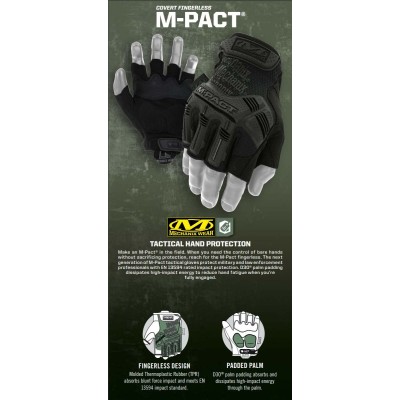 M Перчатки тактические Mechanix Wear M-Pact Fingerless Covert, без пальцев, черные