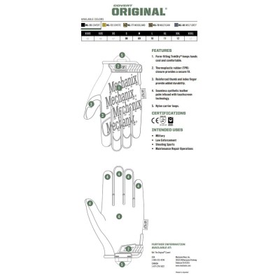 XL Перчатки тактические Mechanix Wear Original Covert, черные