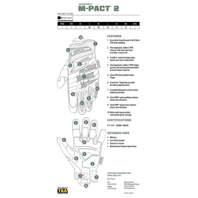 L Перчатки Mechanix Wear M-Pact 2 Covert, черные