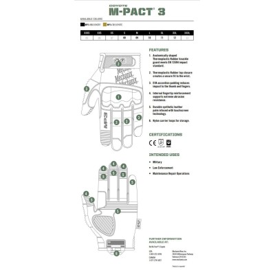 L Перчатки Mechanix Wear M-Pact 3 Covert, Coyote