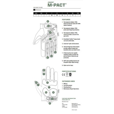 XL Перчатки Mechanix Wear M-Pact Covert, черные