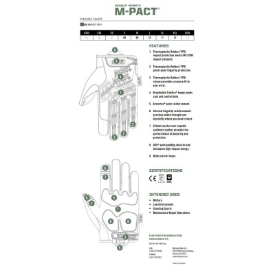 L Перчатки Mechanix Wear M-Pact  Wolf Grey