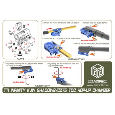 TTI Камера хопап TDC для пистолета KJW SHADOW2 / CZ75 синяя (для подвижных стволов)